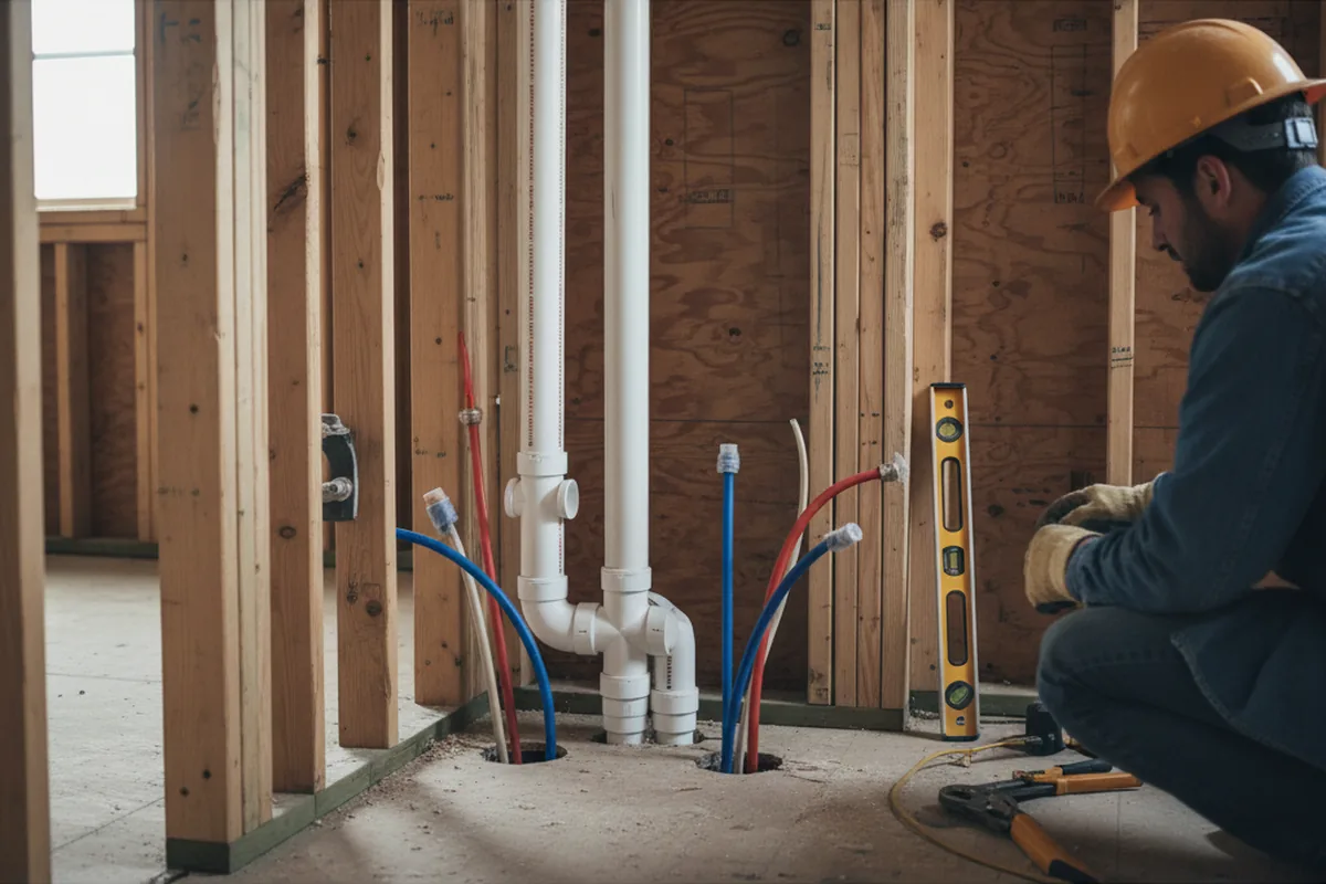 Drain and supply rough-in during Leak Detection in Vermont